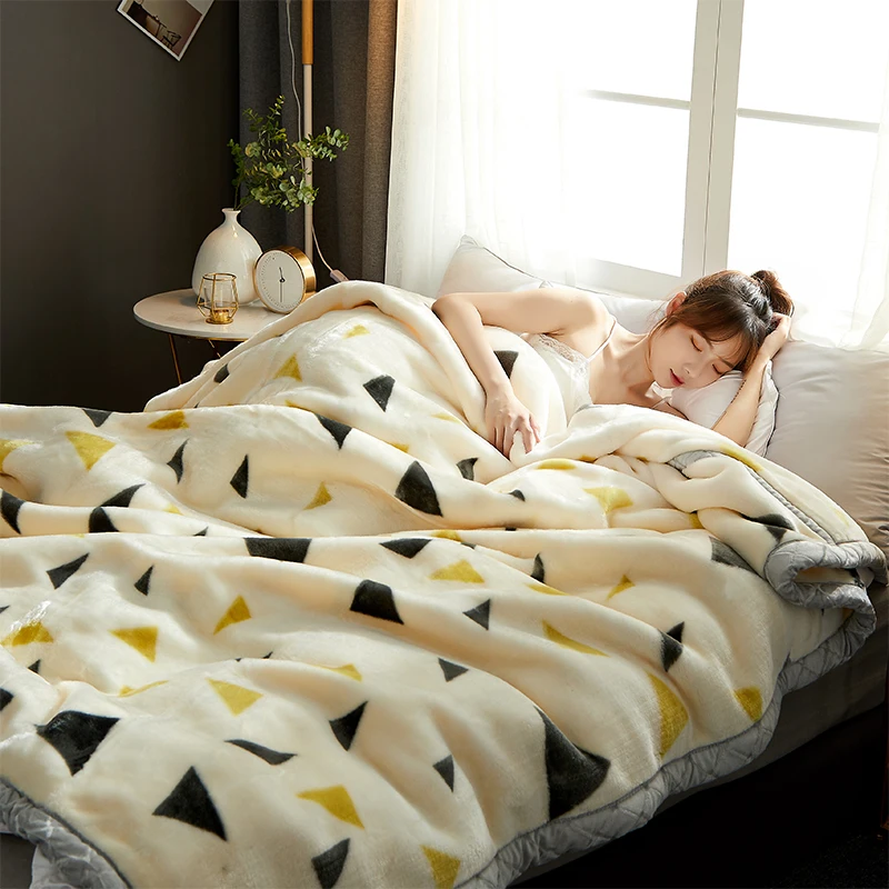 

Blanket Thickened Winter Nap Single Air Conditioning Blanket Spring and Autumn Coral Fleece Sofa Geometric Pattern Simple Modern