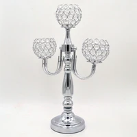 wedding romantic candlelight dinner zinc alloy silver color table ornaments home decoration crystal candlestick 20pcslot