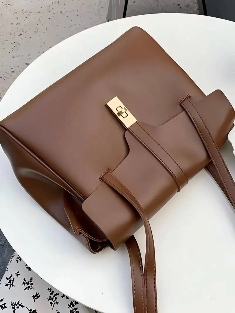 Фото CGCBAG, модная дизайнерская роскошная женская сумка-тоут, простая однотонная Вместительная женская сумка через плечо, высококачественные Сумки из искусственной кожи №1