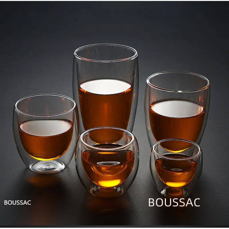 

1Pc Heat Resistant Double Wall Glass Cup Beer Espresso Coffee Cup Set Beer Mug Tea Glass Handmade Whiskey Glass Cups Drinkware