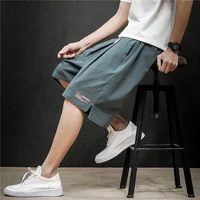 mens cotton linen shorts pants male summer breathable solid color linen trousers fitness streetwear shorts 5xl x105