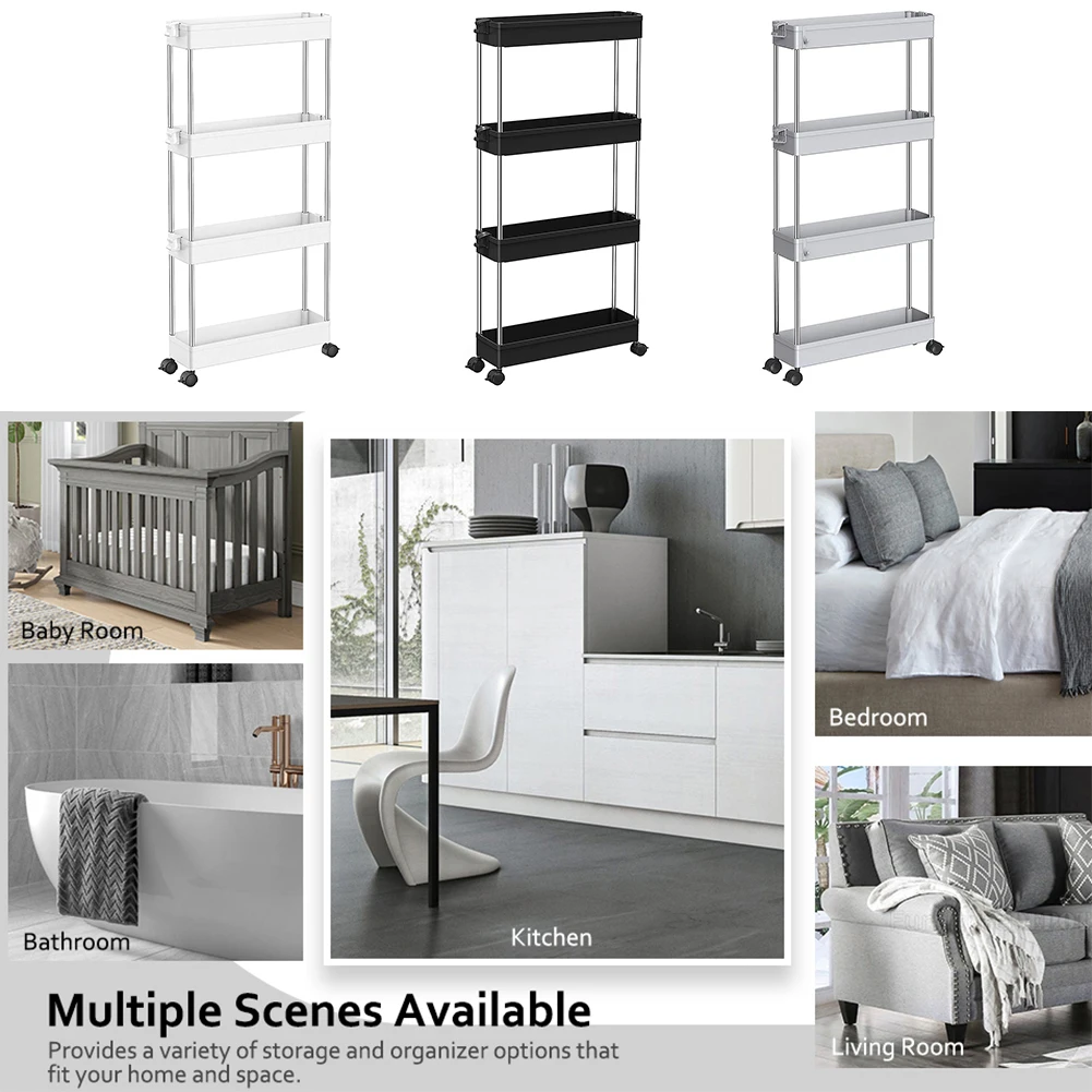 Регулируемые тележки для хранения 4-х уровневая тележка кухни посуды ванной