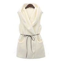 2022 lamb lamb coat womens winter loose and versatile warmth lamb sleeveless bow decorated sweater vest jacket