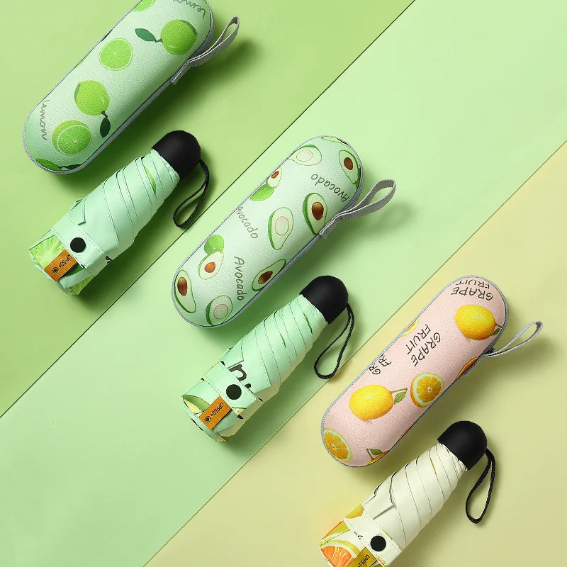 

Fruit Printed Sun Umbrella Sun Protection And UV Protection Dual Use Umbrella Mini Pocket Umbrella Portable Capsule Umbrella
