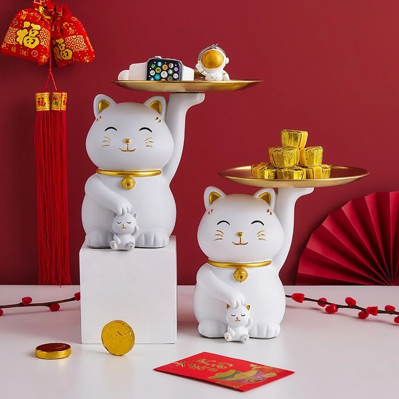 

Lucky Cat Storage Ornaments Chinese Style Home Decoration TV Cabinet Living Room Office Bookcase Room Furnishing Desk Ornament