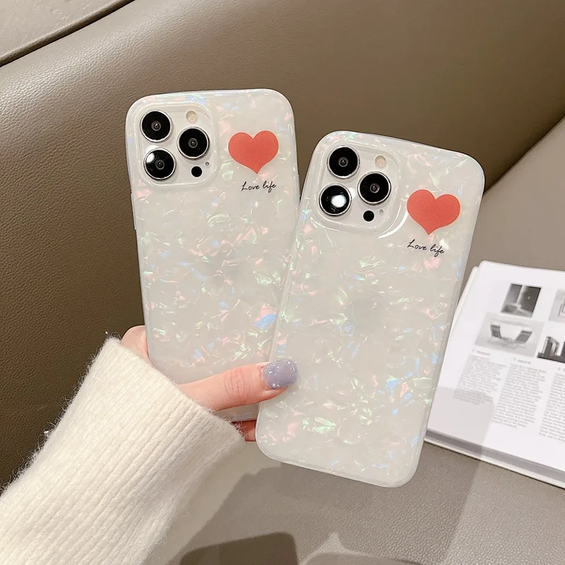 

For iPhone 14 Pro Max 13 12 Mini 11 X XR XS 7 8 Plus Original Fashion 6 6S SE Soft Shell Shell Heart Phone Hard Case