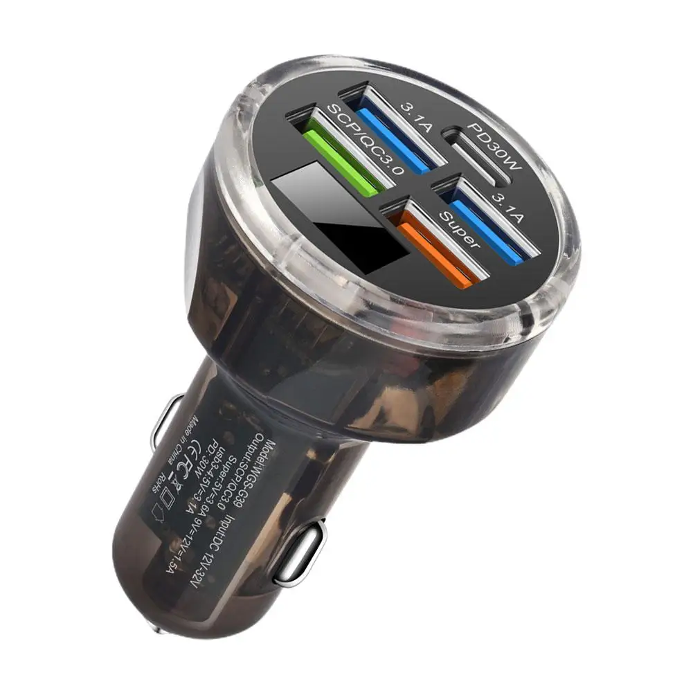 Pd20w 5 портов Qc3.0 автомобильное зарядное устройство 12-24 В адаптер для телефона