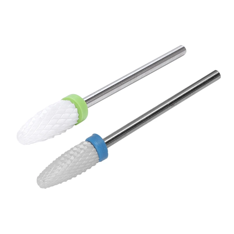 

2 Pcs Nail Cone Tip Ceramic Drill Bits Electric Cuticle Clean Rotary for Manicure Pedicure Grinding Head Sander Tool , Blue & Gr