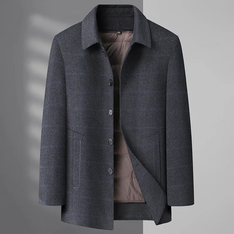 Новое поступление зимнее мужское шерстяное пальто средней длины со съемными