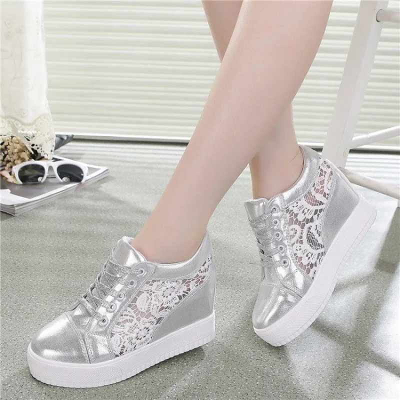 Hot Women Sneakers White Ladies Casual Lace-up Platform Summer Hot Women Breathable Running Shoes Zapatos De Mujer 135