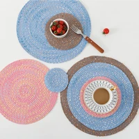 3pcsset weave non slip placemat cotton dining table mat coffee hot pads heat resistant placemat for home kitchen decor