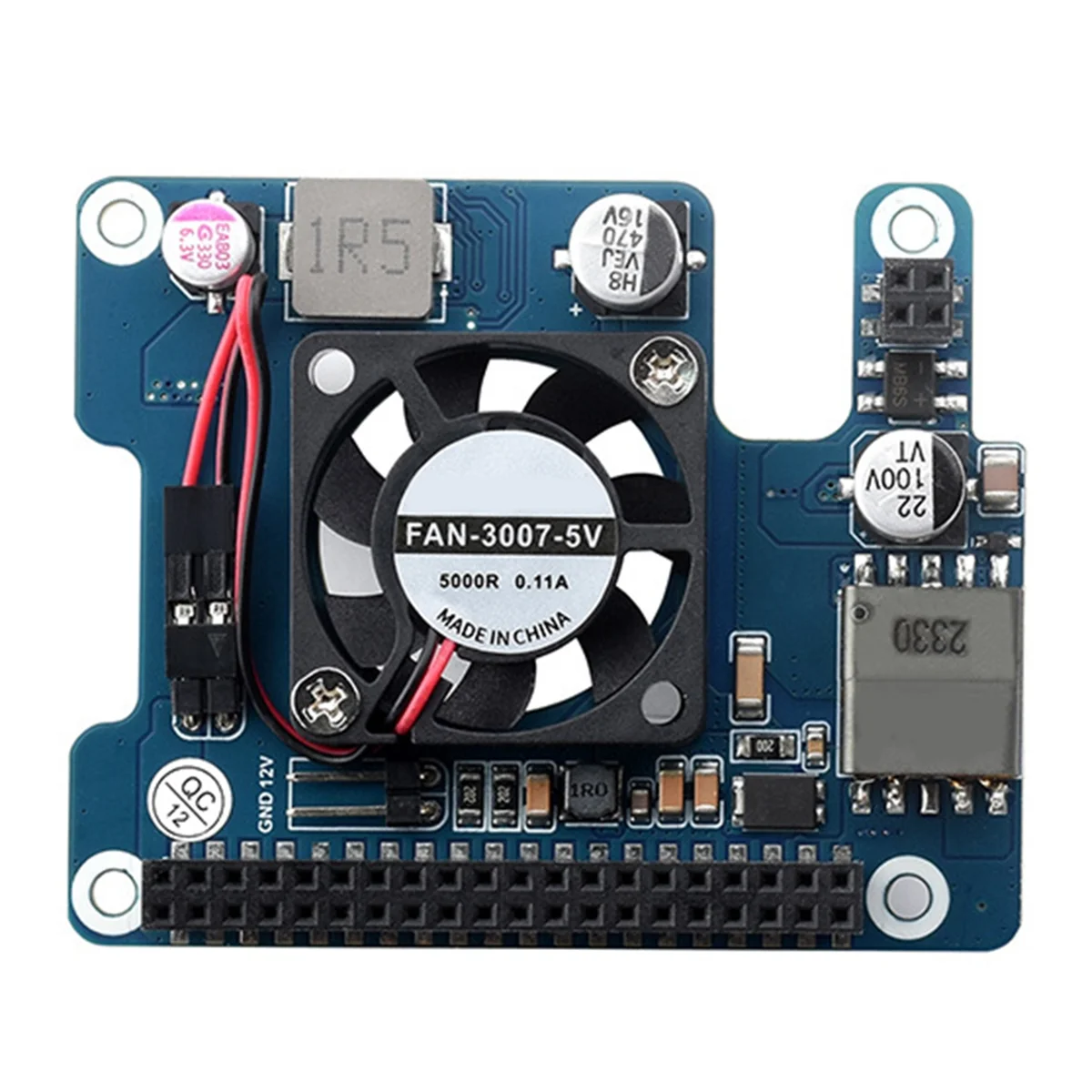 Плата расширения для Raspberry Pi 5 PoE HAT 802.3Af/At GPIO с охлаждающим вентилятором В/12 В