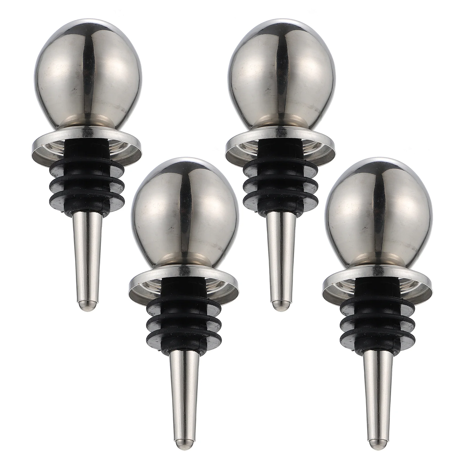 

4pcs Stainless Steel Bottle Stopper Red Bottle Sealing Stopper Cover