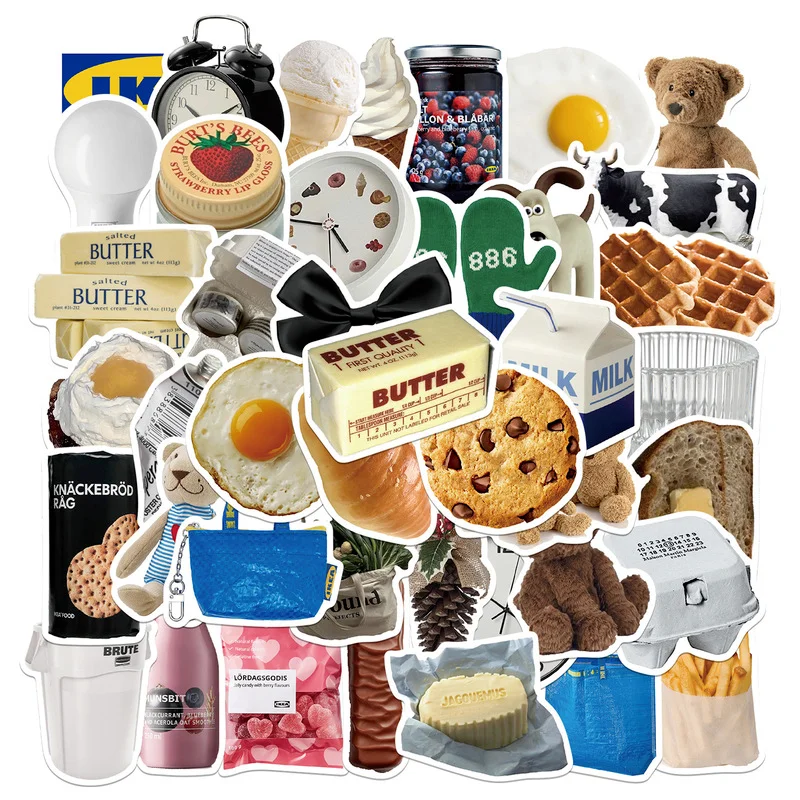 

5/20/100pcs Ins Style Cute Stickers Cartoon Food Dessert Decals DIY Fridge Phone Suitcase Laptop Car Korean Sweet Wall Sticker