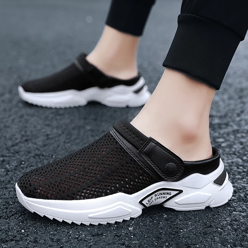 SENAGE New Summer Sandal Unisex Mesh Breathable Beach Flip Flops Shoes Women Solid Flat Bath Slippers Outside Mens Slippers
