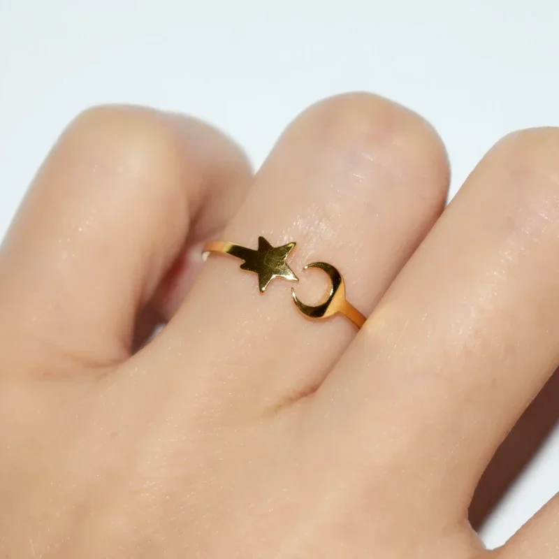 Минималистичное Открытое кольцо из нержавеющей стали золотого и серебряного