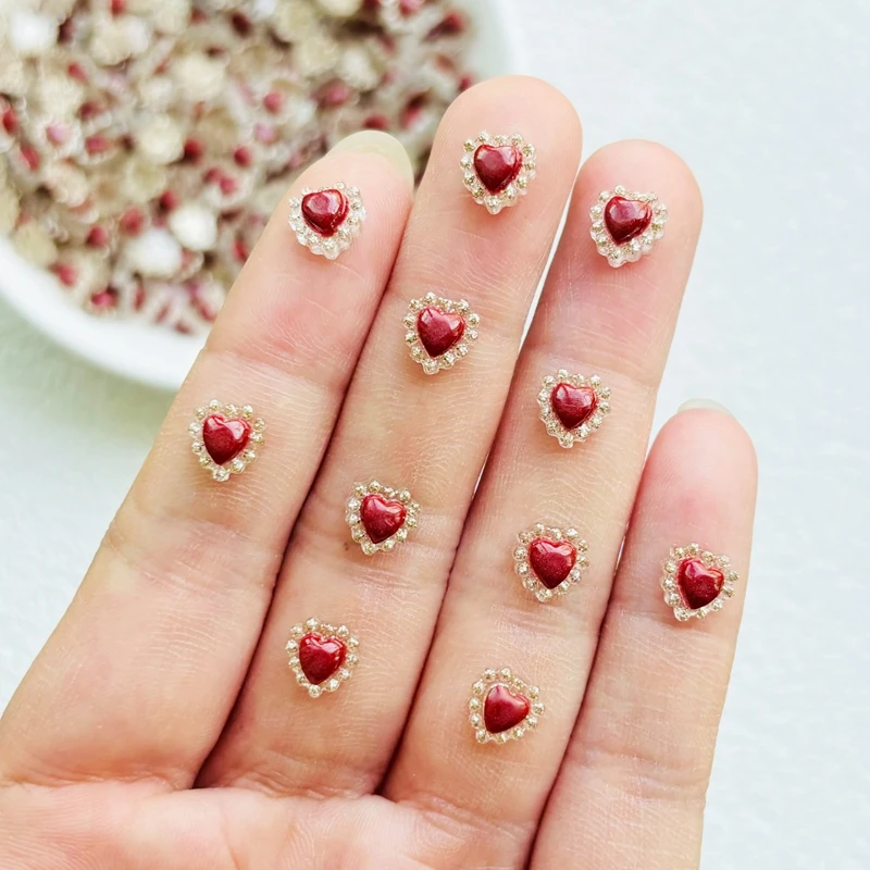 Новинка 100 шт. кавайные Мультяшные фигурки с красным персиковым сердцем из смолы