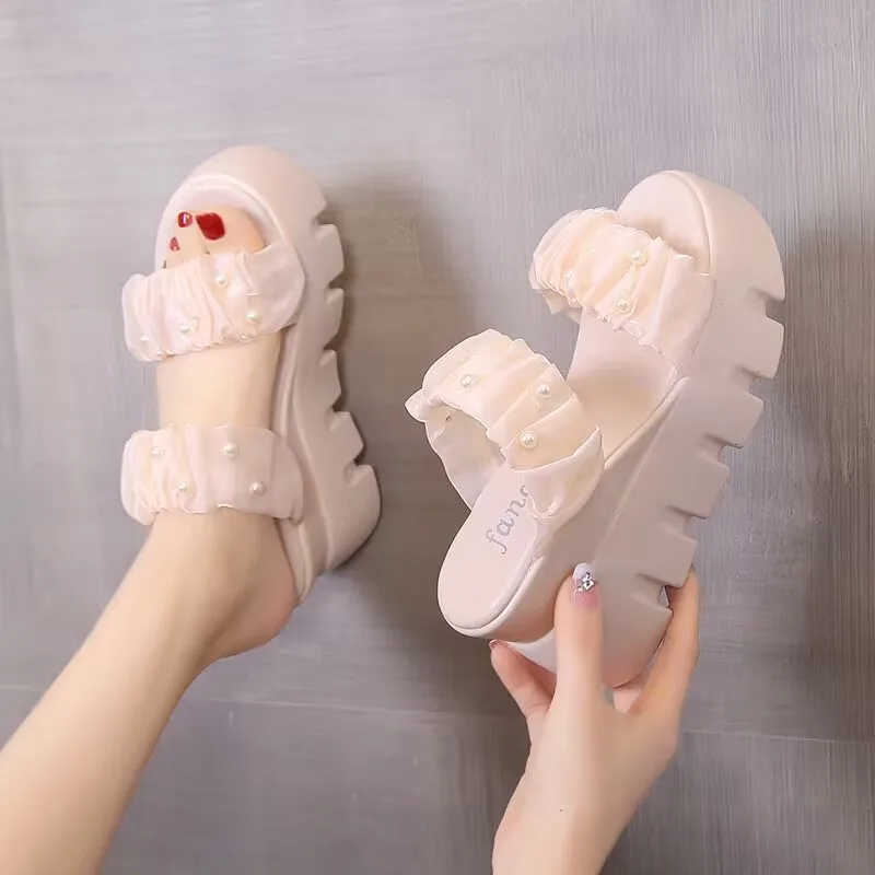 Женские тапочки на высоком каблуке Новинка лета 2023 универсальные модные