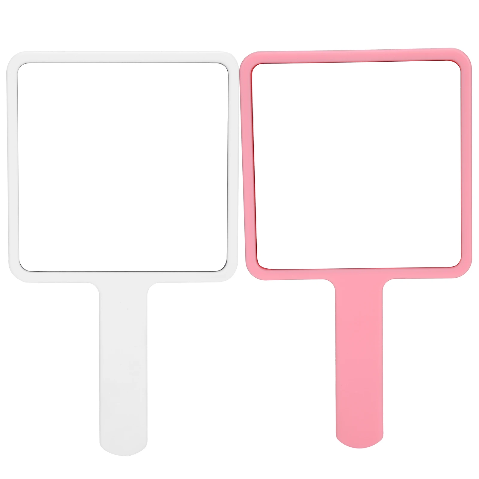 

2pcs Portable Handheld Cosmetic Mirror Beauty Salon Makeup Mirror Accessory White Pink