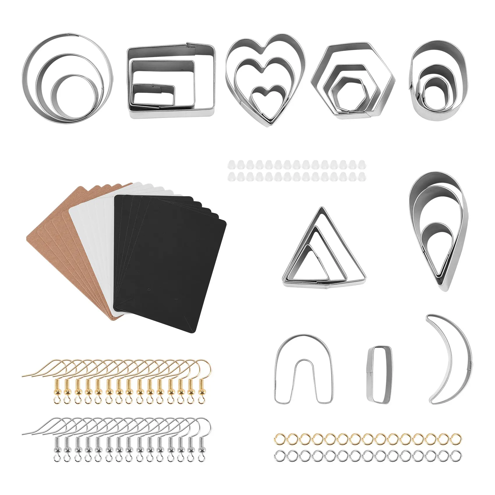 

24 шт., полимерная глина, 10 форм глины с открытками для сережек, крючки для сережек, для изготовления ювелирных изделий