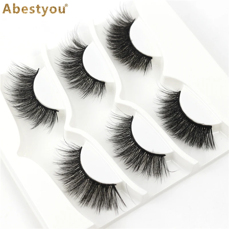 

Abestyou 3D 3pairs Wholesale Natural 15mm Thick Fox Eye Mink Lashes Faux Eyelash Extension Maquillage Femme Makeu-up Utensilien