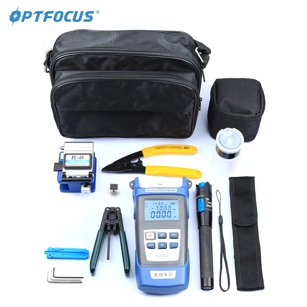 OPTFOCUS 12 IN 1 Fiber Optic Tool Kit Power Meter Fibra Optica Cleaver laser Visual Fault Locator Optic Fiber Tools