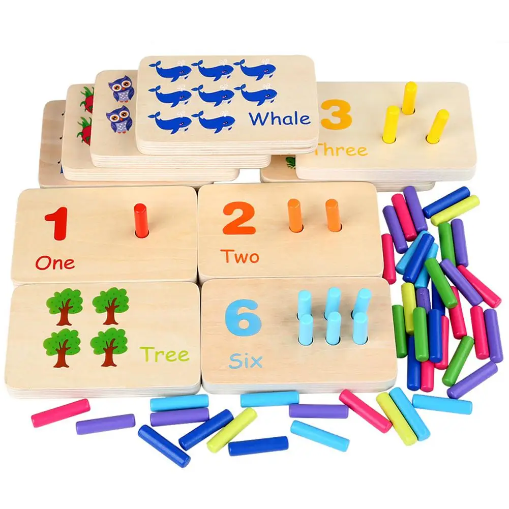 

Kids Wooden Sensory Toys Mathematics Learning Color Cognition Matching Wooden Stick Educational Toy For Gifts