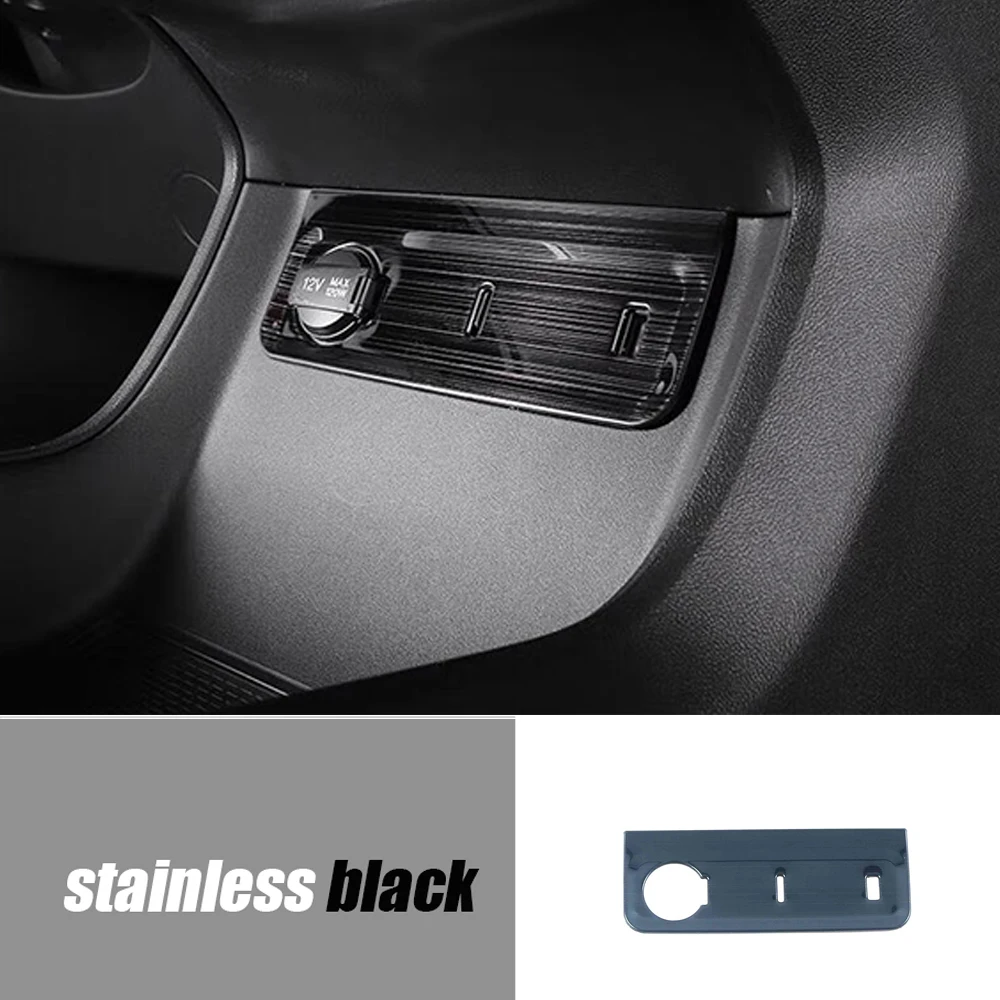 

Для Changan CS55 PLUS передняя зарядка USB-интерфейс 2022 2023, нержавеющий углеродный черный автомобильный каркас, накладка, автомобильные наклейки, аксессуары