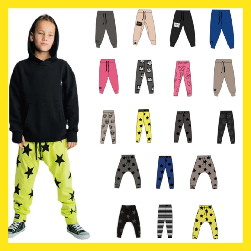 

Детские брюки Nunu2023, новинка весны-лета, повседневные хлопковые удобные спортивные брюки с принтом, шаровары