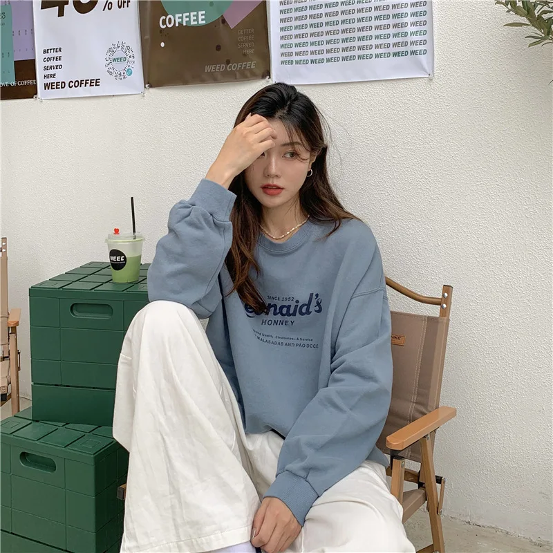 Корейские шикарные толстовки с вышивкой букв Y2k 2025 женские повседневные топы