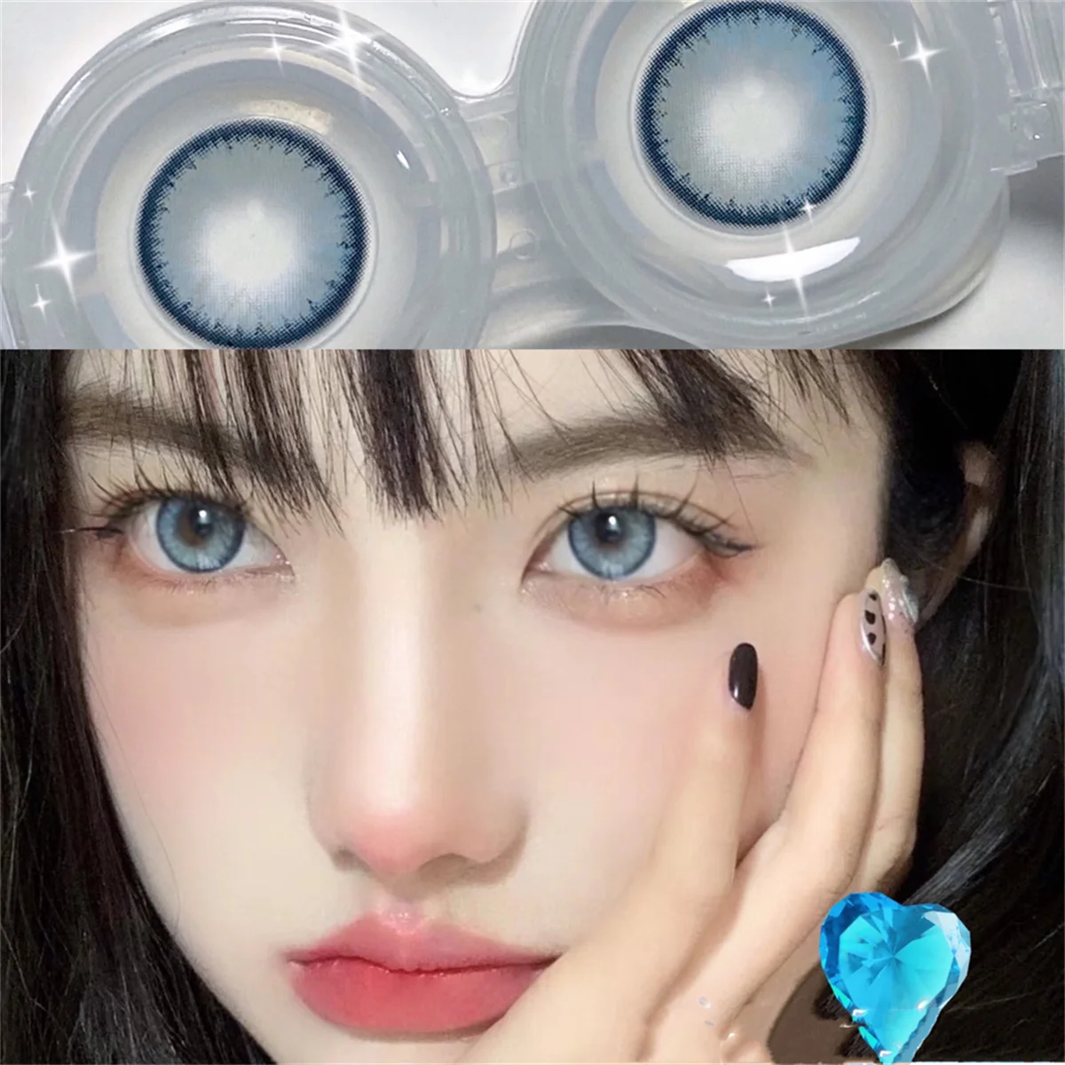 Серебристые пляжные синие цветные контактные линзы для глаз натуральные
