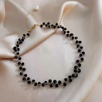 2022 sexy black crystal woven chockers necklace for womens luxury jewelry party girls exquisite suit neck chain accessories