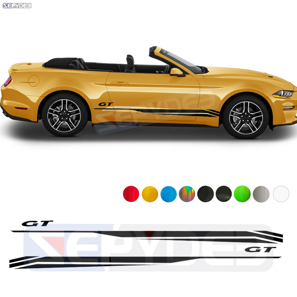 

2 шт., Виниловая наклейка на боковую юбку автомобиля Ford Mustang GT