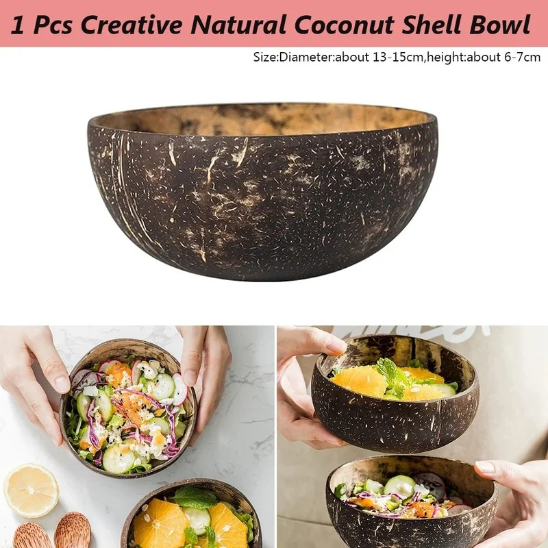 

Natural Coconut Bowls Decorative Bowls Fruit Salad Cutlery Home Decor wooden bowl coconut