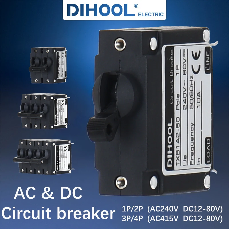 

Hydraulic Electromagnetic Circuit Breaker 6A~63A AC&DC MCB 1P 2P 3P 4P Industrial Medical Power Supply System