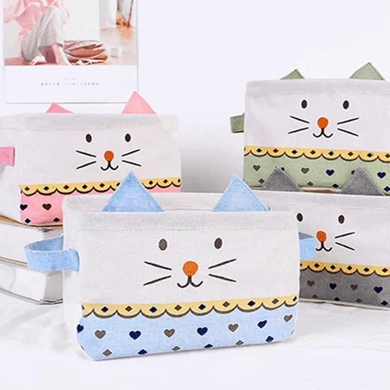 

1Pcs cube Waterproof Desktop Basket Storage Box Cosmetics Container 4Colors Sundries Cute Office Stationery basket