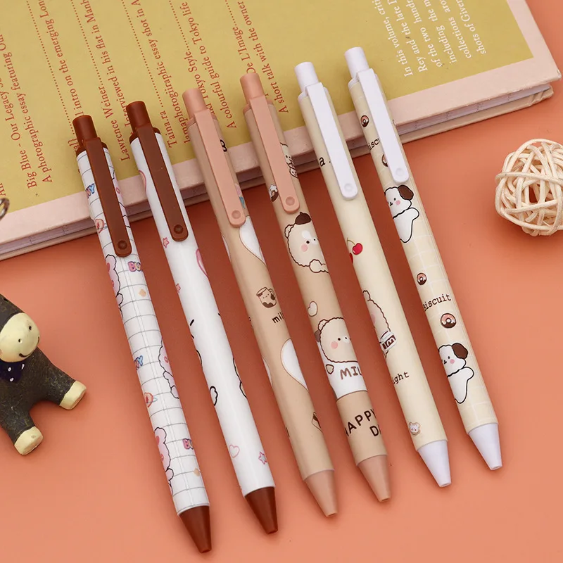 

6 pcs/lot 0.5mm KIawaii Cream Rabbit Bear Mechanical Gel Ink Pens School Office Writing Supplies Gift Stationery Art Deco