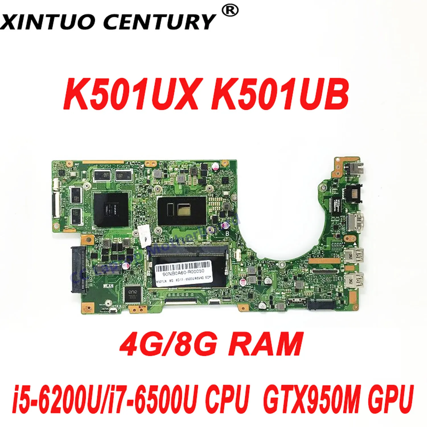 

Оригинальная материнская плата K501UX для ноутбука ASUS K501U K501UB, материнская плата со стандартным процессором i7-6500U, 4 ГБ/8 ГБ ОЗУ, GTX950M, тест GPU DDR4