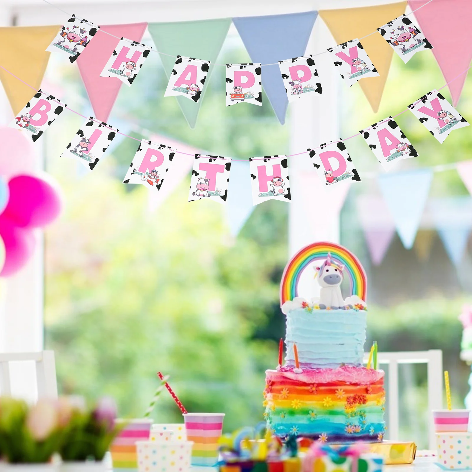 

1 Set Cow Theme Decorations Cupcake Dessert Toppers Cake Picks Latex Balloons