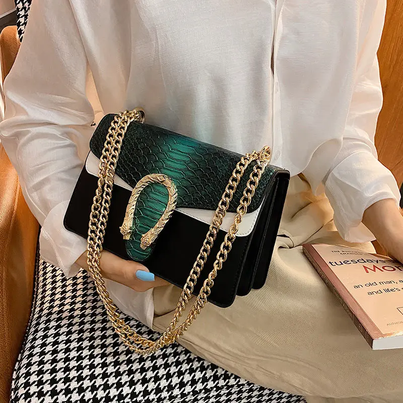 

New Trendy High-end Texture Niche Design Crocodile Pattern Foreign Style Fashion Chain One-Shoulder Crossbody Bag Crossbody Bag