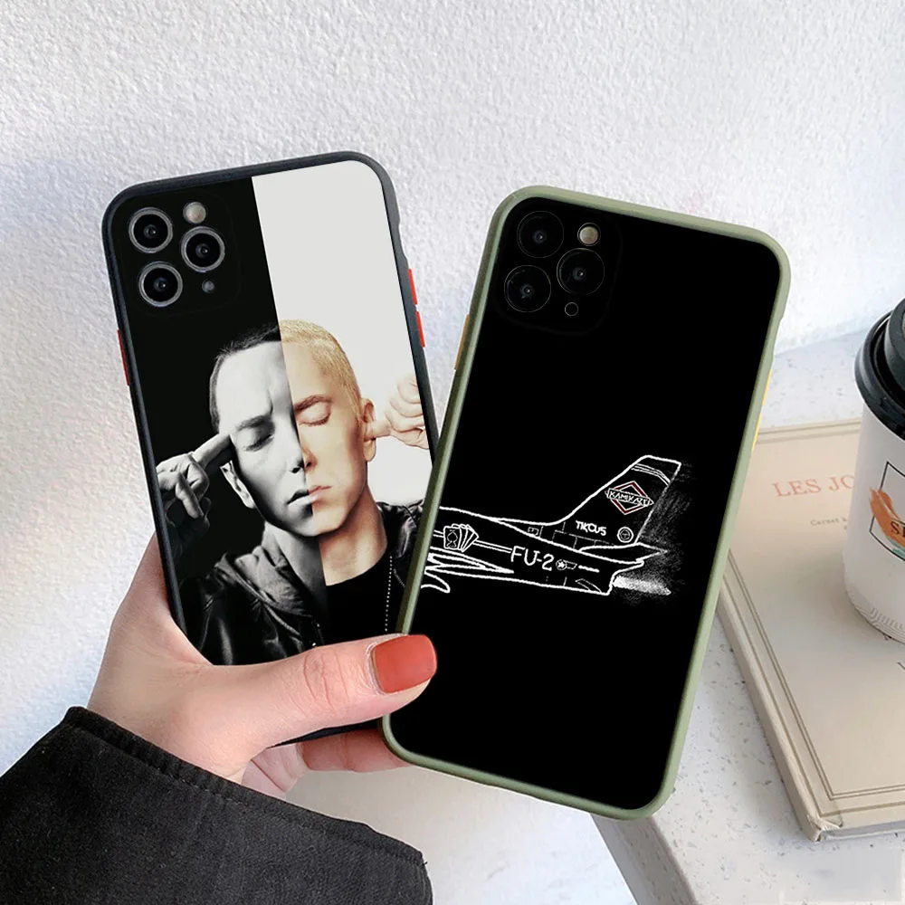 Полупрозрачный чехол для телефона Skin Feel iPhone 16 Pro Max 15 14 13 12 11 7 8 Plus SE Mini XR Eminem RAP GOD Frosted