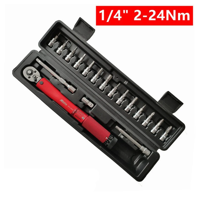 18pcs 2-24Nm Torque Wrench Set 1/4 With Hex Torx PH Bit Socket Head Home Bicycle Repairing Hand Tools