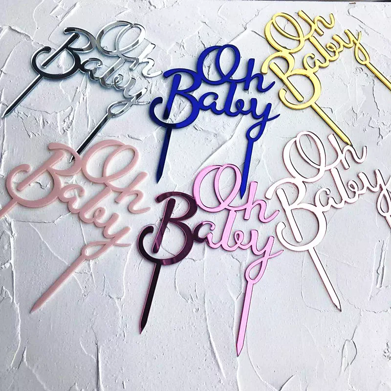

New Acrylic Oh Baby Cake Topper Baby Shower Decorations Girls Boys Party Facors Decoration Supplies Baking Decor Accessories
