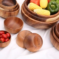 solid wood bowl tableware japanese style childrens anti scalding wooden bowl kitchen utensils whole wood salad ramen bowl set