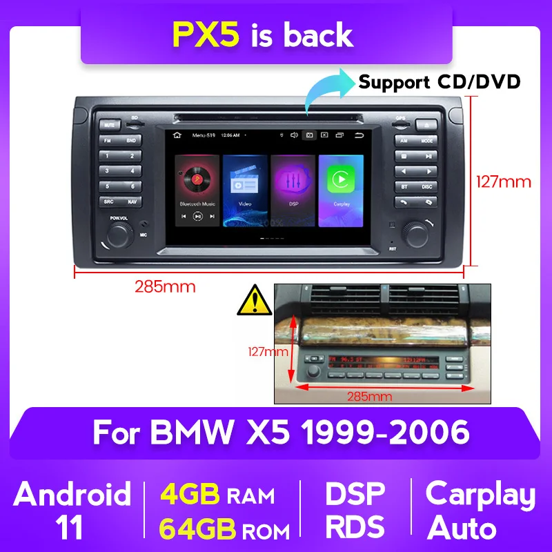 Автомобильный DVD GPS-навигатор DVD-плеер на Android 11 RDS 4 ГБ 64 для BMW X5 E53 E39 стерео 5 серий 4G