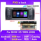Автомобильный DVD GPS-навигатор, DVD-плеер на Android 11, RDS, 4 ГБ, 64 ГБ, для BMW X5, E53, BMW E39, стерео, 5 серий, 4G, LTEW, Carplay, SWC