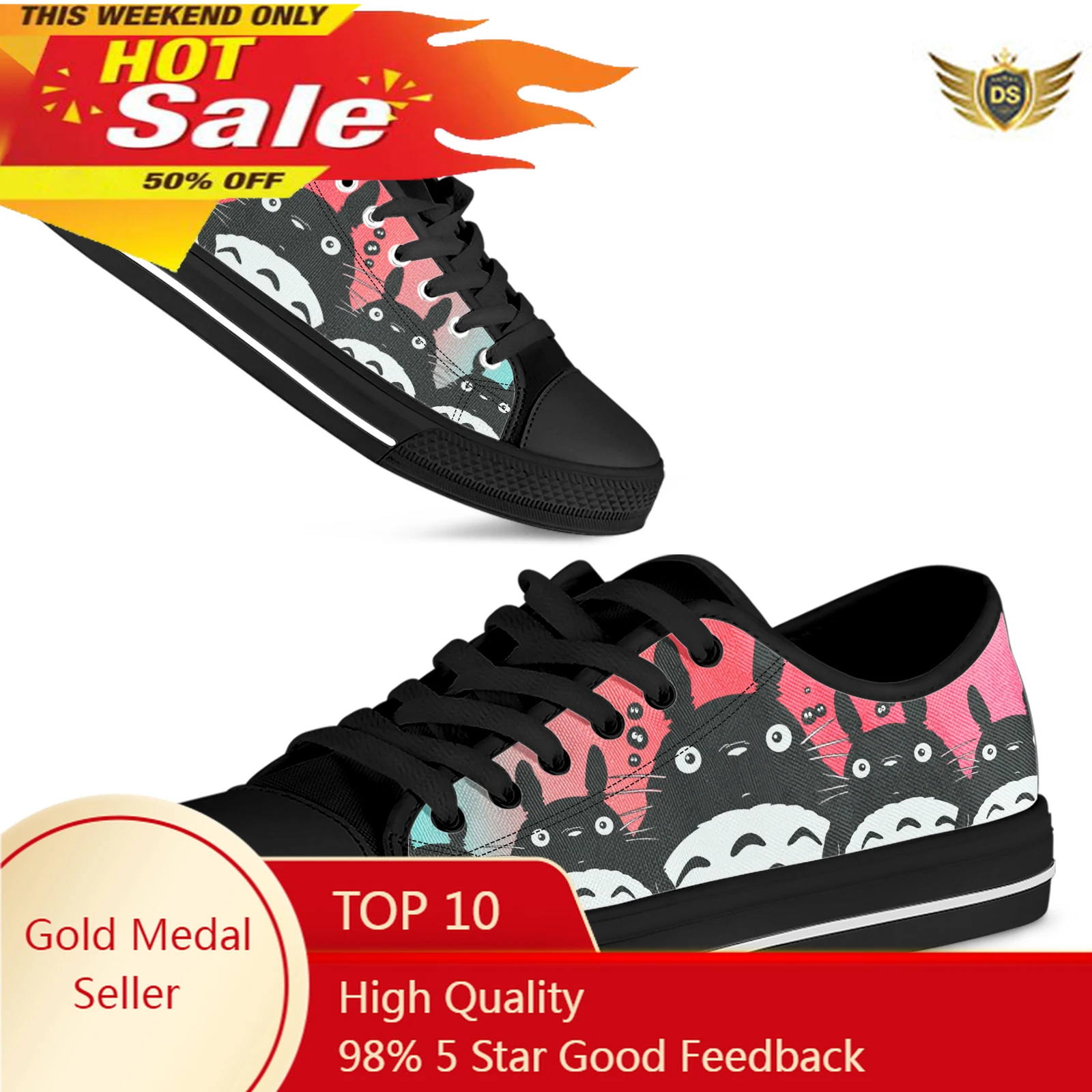 

Japanese Anime My Neighbor Totoro Women Shoes 2023 Fashion Summer Casual Shoes Lace Canvas Breathable Flat Shoes Sneakers