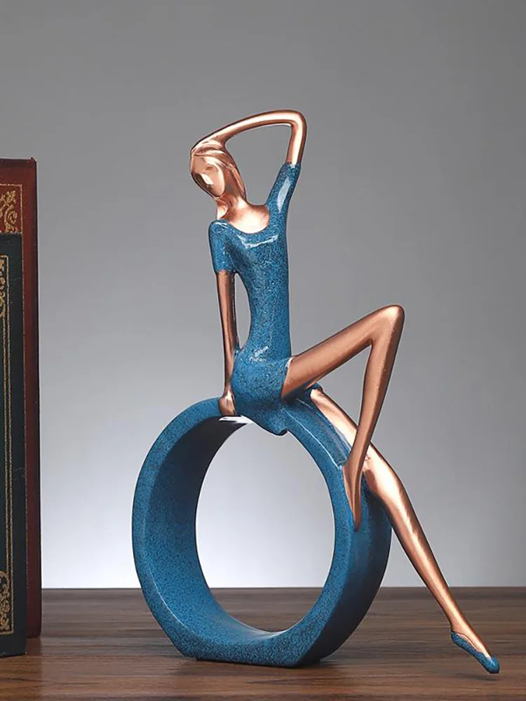 

Resin Yoga Girl Statue Nordic Figurines Crafts Sculpture Creative Desktop Decoration Living Room TV Cabinet Ornaments Accessorie