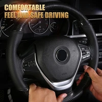 car steering wheel braid cover diy 38cm leather steering wheel protector with needle thread car interior accessories