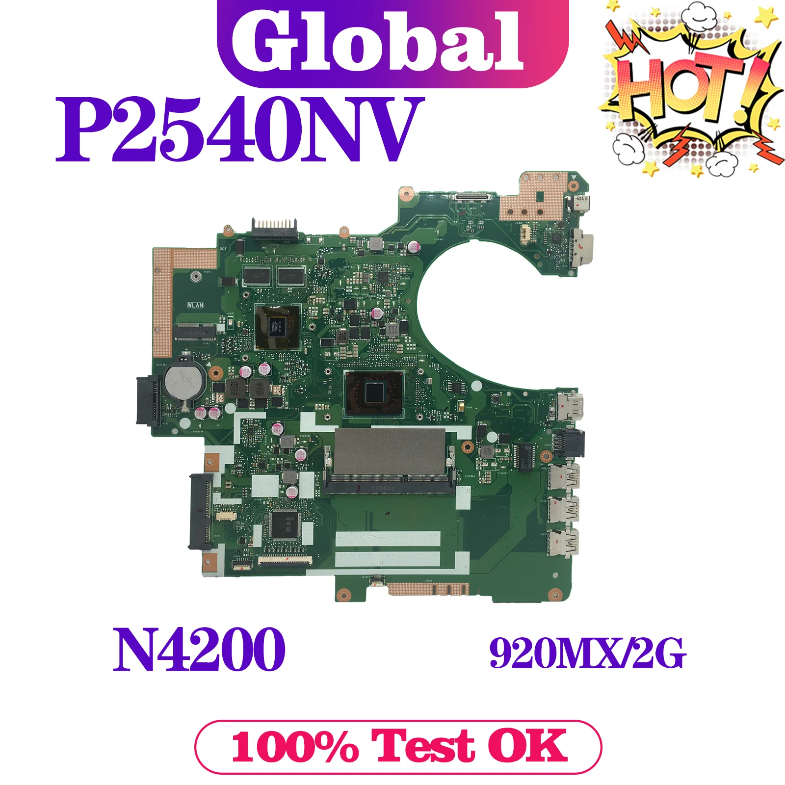 KEFU Notebook Mainboard For ASUSPRO P2540 P2540NV PORO554N P2540N Laptop Motherboard CPU N4200 920MX-2G Maintherboard